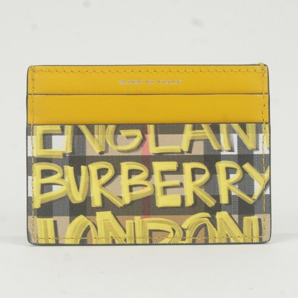 Burberry PVC Leather Graffiti Pattern Card Case Yellow Used - Picture 1 of 11